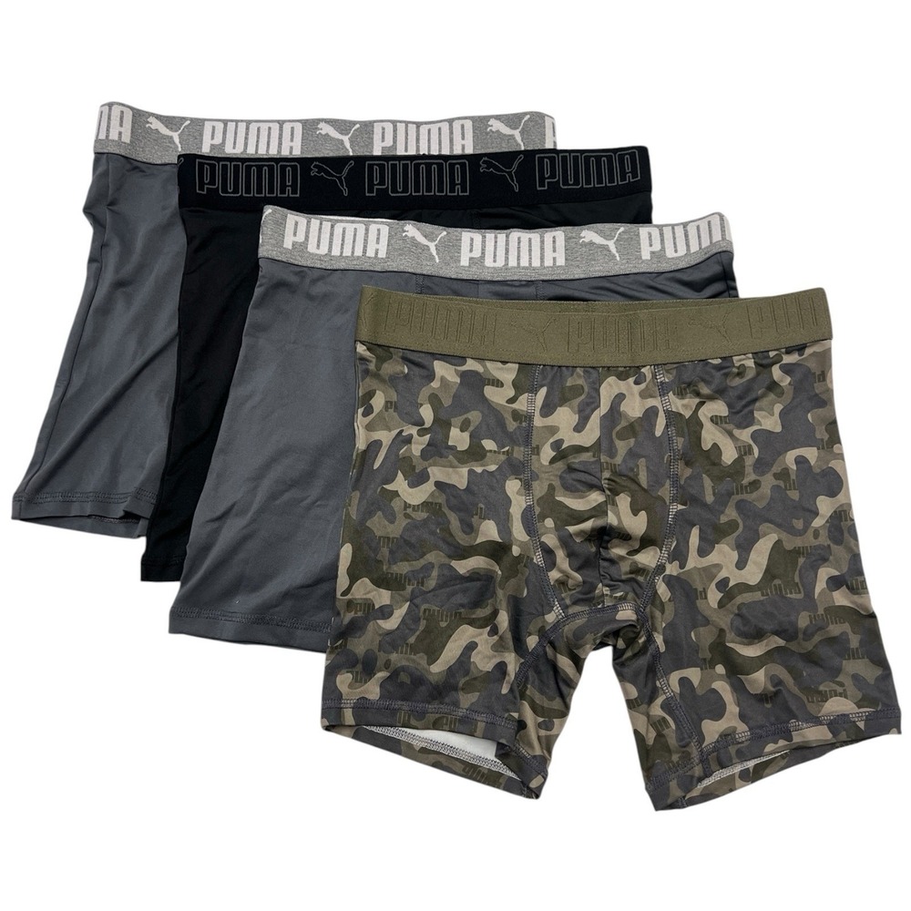 PUMA Men's Boxer Briefs 4-Pack Athletic Fit  Stretch Cooling Underwear Size S